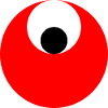 3 circles, red, white and black