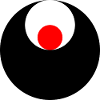 3 circles, black, white and red