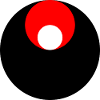 3 circles, black, red and white