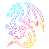 Rainbow dragon in neon lines