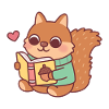 Cute Squirrel Reading A Book