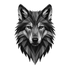Geometric Gray Wolf Head