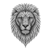 Geometric lion head line art