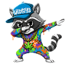 Wildstyle Dabbing Waschbär  Buntes Graffiti Design