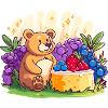 Cuddly bear on fruit cake