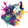 Wolf im Farbexplosion Stil