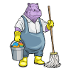 Hippopotamus Easter Cleaning