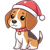Dog Cartoon Christmas Santa Hat