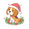Chiot Beagle Noël au chapeau rouge