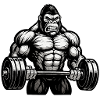 Kraftgorilla beim Hantelheben