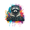 Waschbär am DJ Pult