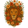 Floral Lion Amid Blossoms