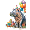 Hippo Birthday Party with Balloons