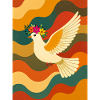 White Dove Flying Over Rainbow Waves