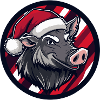 Wild boar with Santa hat