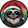 Weihnachts-Sloth im Santa-Hut