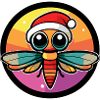 Kawaii Bee in Santa Hat Circle