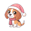 Pinker Weihnachtswelpe mit Hut und Schal