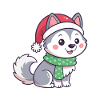 Husky Christmas kawaii beanie red