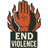 Flaming hand against violence