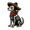Skeleton dog in sombrero