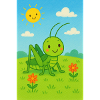 Green grasshopper in sunshine