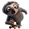 Faultier auf Skateboard Lustig Langsam Cool