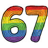 Rainbow 67 Fett Handgezeichnet Sechs Siebenstellige