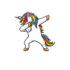 Sechs Sieben-Einhorn mit Regenbogen abtupfen