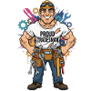 Stolzer Handwerker Comicstil Handwerk Beruf Design