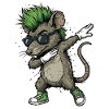 Punk Dabbing Rat Cartoon