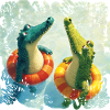 Crocodiles in water fun duo