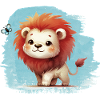 Cute lion with butterfly
