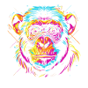 Neon Affenkopf im Pop-Art Stil