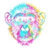 Bunter Schimpanse im Neon-Art Stil