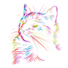 Bunte Katzenkunst im Skizzenstil