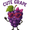 Cuddly grape with heart glasses