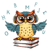 Eule auf Büchern