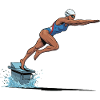 Swimmer Jump on Surfboard