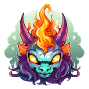 Flammenkopf Dämonengesicht