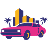 Retro Neon Skyline Limousine