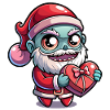 Santa Zombie with Heart Gift