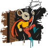 Superhero Mouse on Rope Comic Cartoon