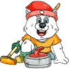 Curling player polar bear