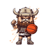 Viking Basketball Warrior Cartoon