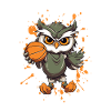 Basketball owl hero in hoodie