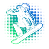 Neon Snowboarder Halftone