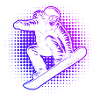 Neon Snowboarder Retro Vaporwave