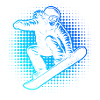 Neon Snowboarder Halftones