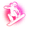 Neon Snowboarder Halftone Style